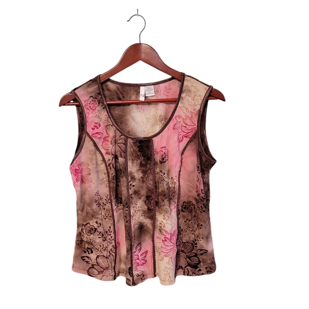 Vintage Sami +‎ Jo Womrns Floral Velvet Whimsical Fairy Grunge Tank Top XL